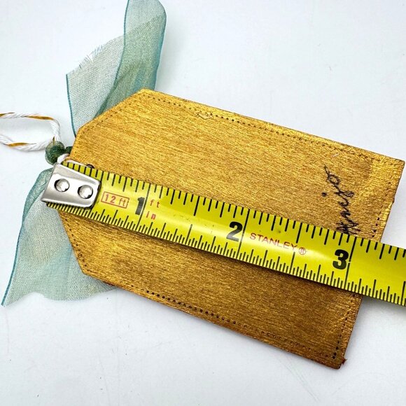 Handcrafted Ornament OOAK Collage Star Gold green Red & Pearl Accents Ribbon - Picture 3 of 10